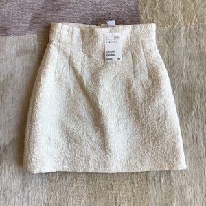 H&M White and Silver Brocade Mini Skirt | NWT